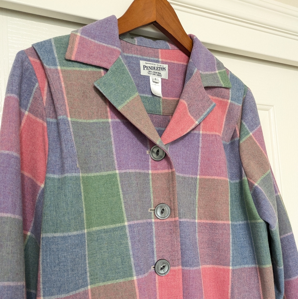 Pendleton 100% Virgin Wool Spring Window Plaid Bl… - image 2